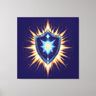 Epischer Fantasy-Schild mit strahlendem Energieaus Leinwanddruck