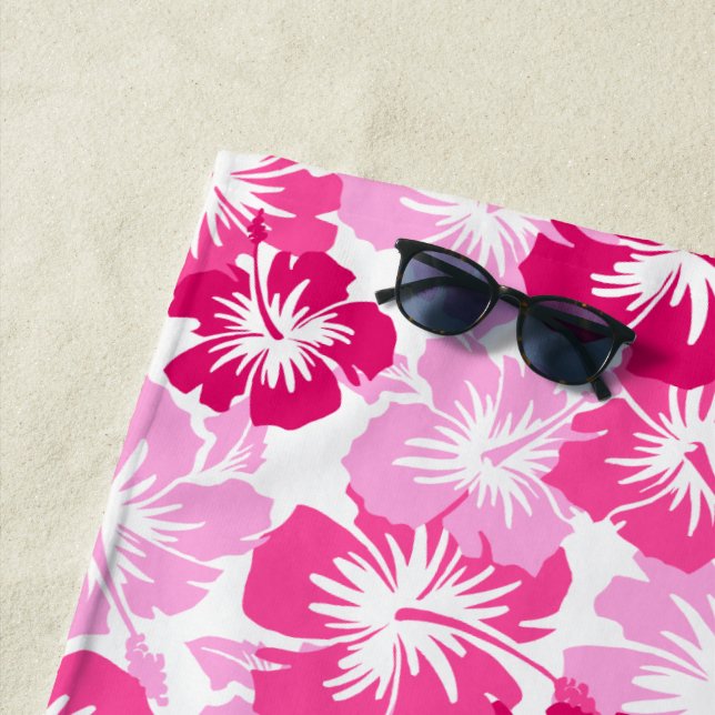Epischer Hibiskus Hawaiian Floral Aloha - Rosa Strandtuch (Beispiel)