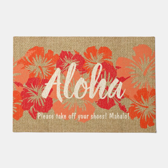 Epischer Hibiskus-hawaiische BlumenAloha Orange Fußmatte (Vorderseite)
