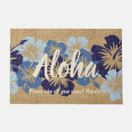 Epischer Hibiskus-hawaiisches BlumenAloha Blau Fußmatte