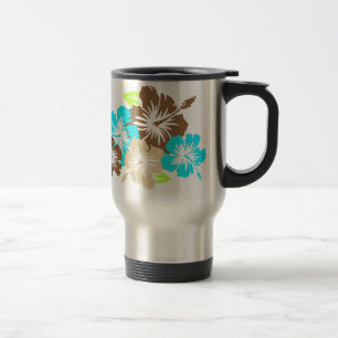 "Epischer Hibiskus" in Brown/Turq Reiseumarmung Reisebecher