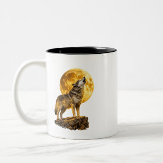 Epischer Majestätischer Wolfmond-Doppelseitiger Zw Zweifarbige Tasse