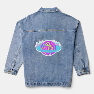 Epischer Neon-Saturn-Flammenplanet Spaß Jeansjacke