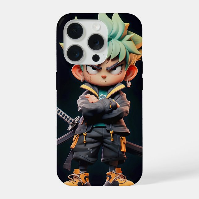 Epischer Roronoa Zoro Chibi Edition iPhone 15 Pro Hülle (Rückseite)