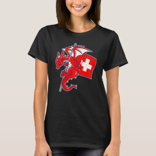 Epischer Schweizer Drache Stolz Schweizer Flagge T-Shirt