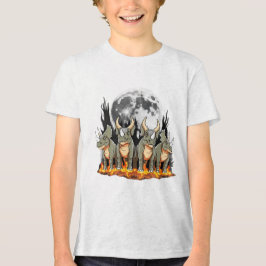 Epischer Triceratops-Dinosaurier – Feuerrotes Mond Tri-Blend Shirt