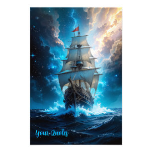Episches Fantasy-Segelschiff Sturm Ozean Fotodruck