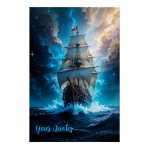 Episches Fantasy-Segelschiff Sturm Ozean Poster