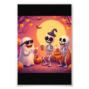Episches Halloween – Süße Geister, Kürbisse & Skel Fotodruck