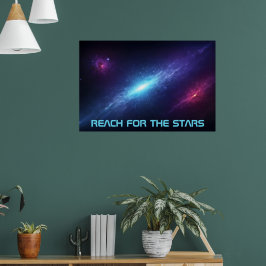 Episches Sci-Fi-Universum Leuchtender blauer Nebel Poster