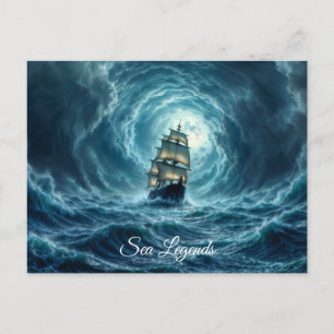 Episches Sturmschiff-Wellen-Abenteuer Postkarte