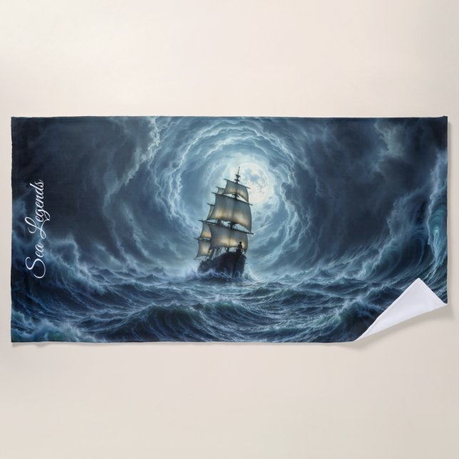 Episches Sturmschiff-Wellen-Abenteuer Strandtuch (Vorderseite)