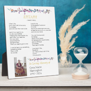 Epitaph Gedicht Custom Memorial Tabletop Fotoplatte