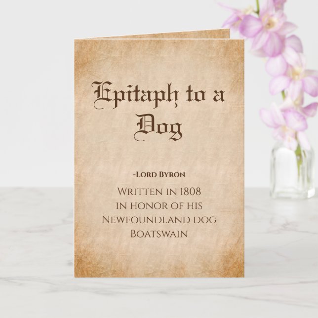Epitaph zu einem Dog Gedicht von Lord Byron Karte (Orchidee)