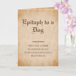 Epitaph zu einem Dog Gedicht von Lord Byron Karte