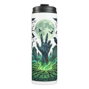 Epitapip Zombie Hand Vollmond Friedhof Thermosbecher
