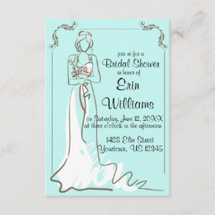 Épouse en robe Croquis Invitation à la douche nupt