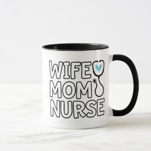 Épouse Maman Infirmière Stéthoscope Cœur Tasse Vie