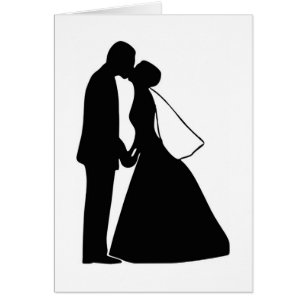 Épouser la silhouette de jeunes mariés de baiser