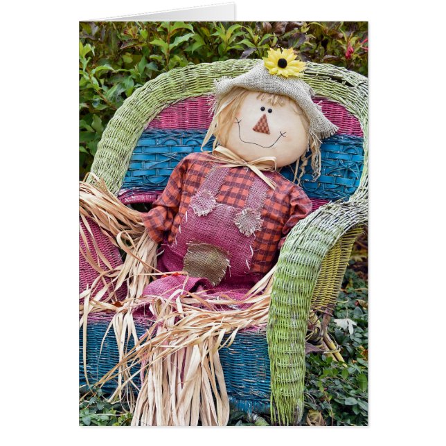 Épouvantail d'automne en fauteuil en osier (Devant)