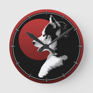 Époux Montée Cadeaux Décor Chien Motoneige Horloge