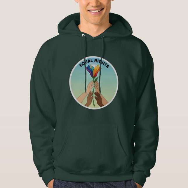 Equal Rights Rainbow Flower-Diverse and Unity Hoodie (Vorderseite)