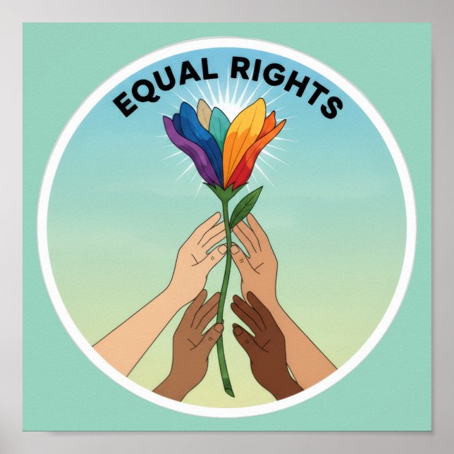 Equal Rights Rainbow Flower – Diversity and Unity Poster (Vorne)