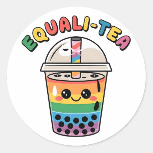 Equali-Tea Lustiges LGBTQ-Bubble-Tea-Pride-Monat Runder Aufkleber