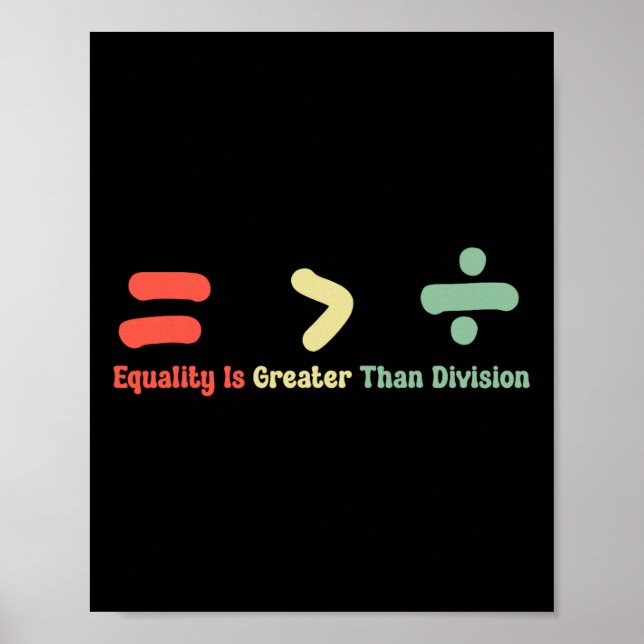 Equality Is Greater Than Division Math Black Histo Poster (Vorne)