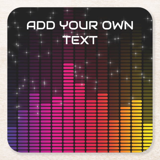 Equalizer Disco-Lichter Musiklautstärke Benutzerde Rechteckiger Pappuntersetzer (Vorderseite)