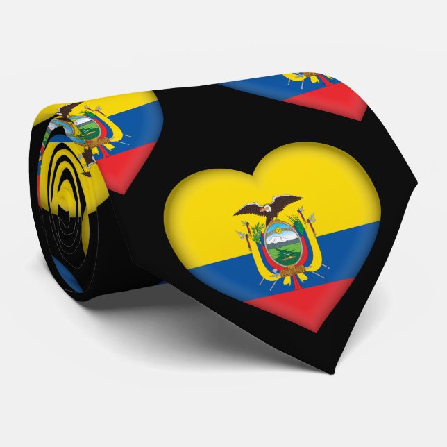 Equateur Drapeau Couleurs Motif de coeur Cravate (Roulé)