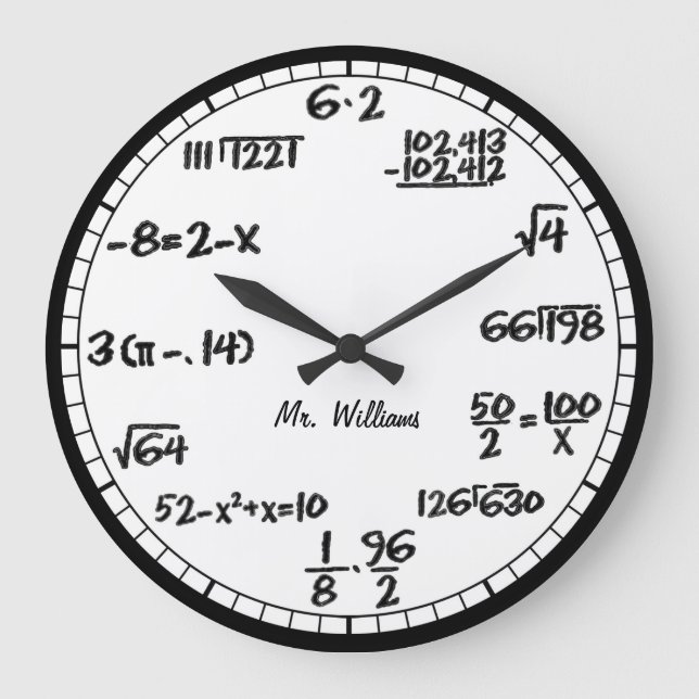 Équations mathématiques blanches Grande horloge pe (Recto)