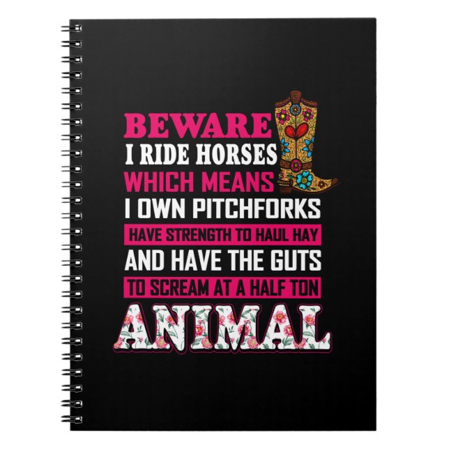 Equestrian Gift | Beware I Ride Horses Notizblock (Vorderseite)