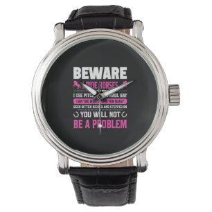 Equestrian Gift   Beware I Rides Horses Armbanduhr