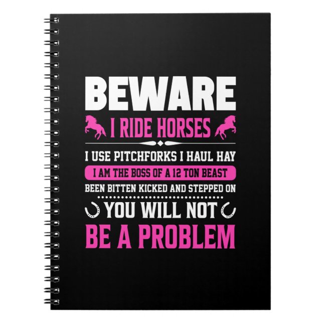 Equestrian Gift | Beware I Rides Horses Notizblock (Vorderseite)