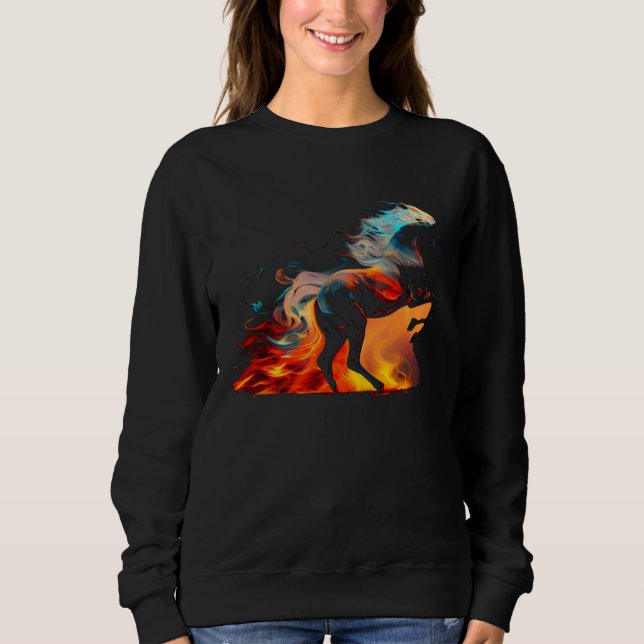 Equestrian Horse  Fire Cowgirl Western Rodeo Sweatshirt (Vorderseite)