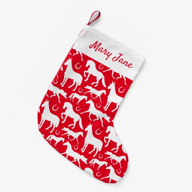 Equestrian Jockey und Horse Lover Gemustert Kleiner Weihnachtsstrumpf (Vorderansicht (hängend))