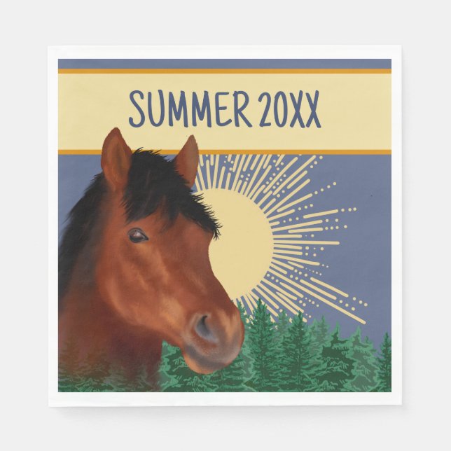 Equestrian Lover Brown Horse Paper Napkin Serviette (Vorderseite)