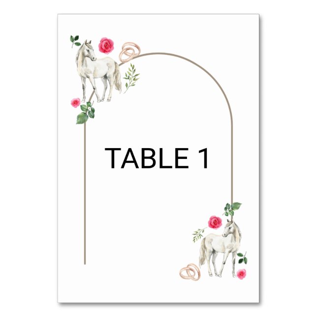 Equestrian Pink Floral Rustic Wedding Tischnummer (Vorderseite)