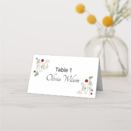Equestrian Red Floral Wedding Place Card Platzkarte