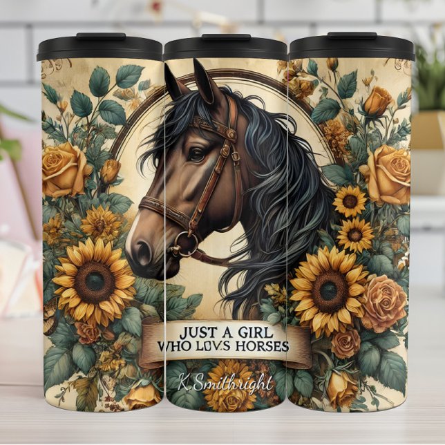 Equestrian Sunflower Rustic Floral Beauty Thermosbecher (Von Creator hochgeladen)