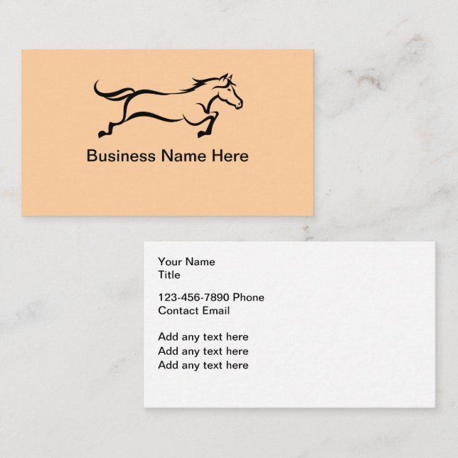 Equestrian Theme Horse Business or Services Visitenkarte (Vorne/Hinten)