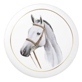 Equine Decke Vintag Graue Pferderennknob Keramikknauf