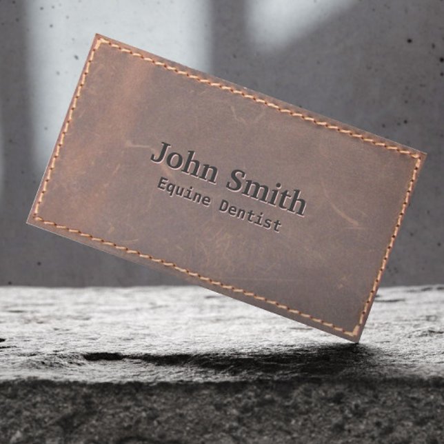Equine Dentist Vintag gesägtes Leder Visitenkarte (Von Creator hochgeladen)