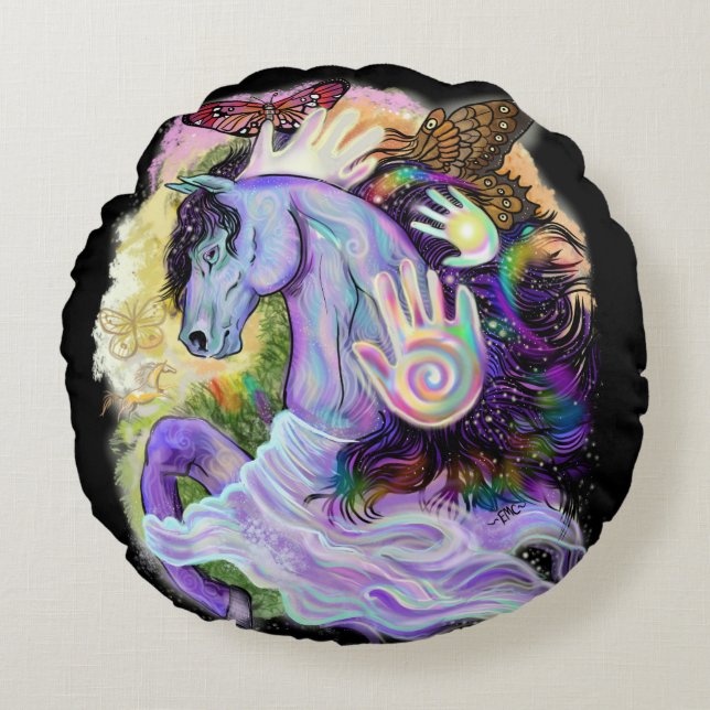 Equine Dreams Rundes Kissen (Vorderseite)
