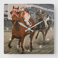 Equine Thoroughbred gewinnt Race Race Square Wall