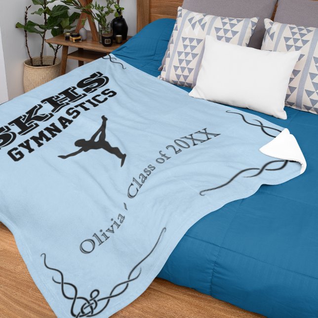 Équipe de gymnastique Texte noir Fleece Couverture (Gymnastics Team Black Text Fleece Med Blanket)