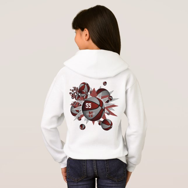 équipe de maroon gris couleurs filles basket étoil (Dos entier)