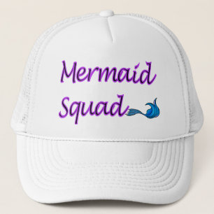 Équipe de sirène avec queue bleue sur casquette de