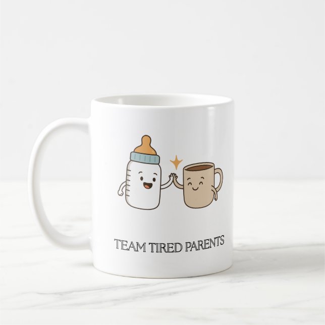Équipe Fatigué Parents Drôle Bébé & Café Mug (Gauche)